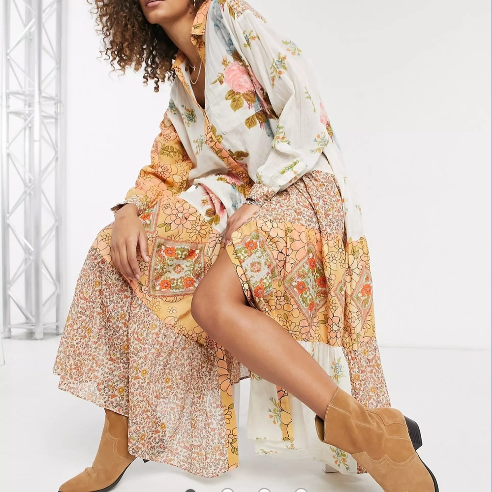 Free People days of ditzies 70s maxi smock dress